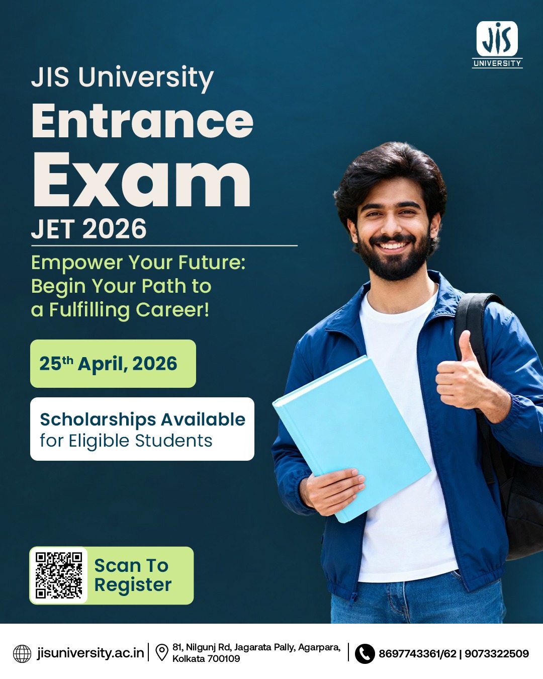 Promotional banner for JET Exam - 25th April 2026
