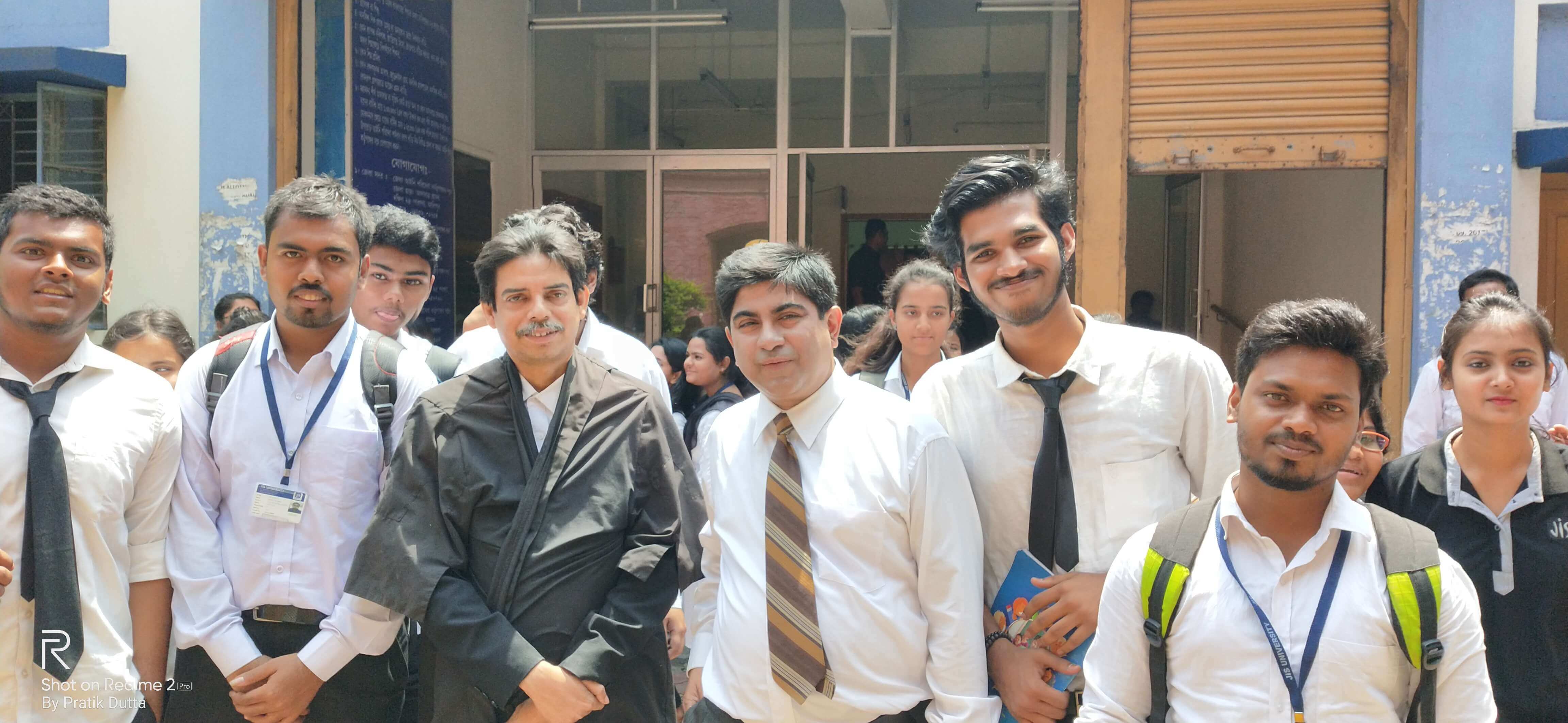 On 8th April, BBA-LLB  and  LLB students  were taken in 2 buses to Alipore Sessions Court. First Alipore Court  Museum was shown where the written statement and judgements of Aurobindo Ghosh Sedition case, Binoy Badal Dinesh case, Khudiram Basu Case are preserved and exhibited. The defence argument of Deshbandhu Chittaranjan Das was explained. The case proceedings in Special Court relating to murder alleged to have been committed by 2  persons including a juvenile was also shown.