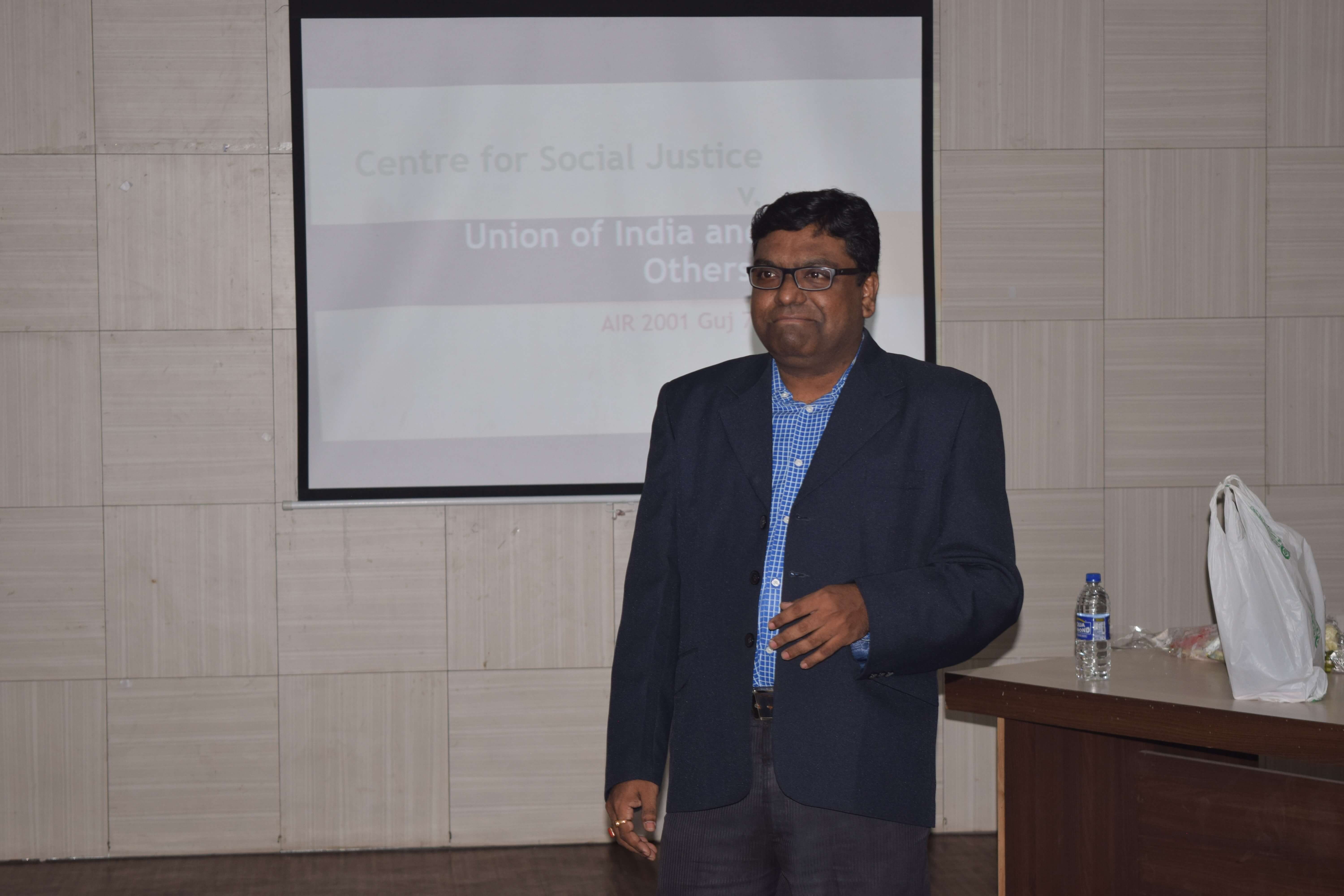 On 13th March, 2019 a Seminar on “Laws on Displacement, SEZs and Environmental, social Impact assessment in India” was held In JISU Auditorium. Dr Souvik Chatterji  presented his paper where it was shown that Halar Utkarsh Samity case and Narmada Bachao Andolan case had mentioned that adequate compensation and rehabilitation of oustees can only balance displacement. He also gave example of SEZs in China from where India can learn. Prof. Arup Poddar, Professor, WB NUJS, mentioned that environmental economic assessment has to happen according to the rules. In the interactive session students asked questions to the panelists. At the end certificates were offered to the students.